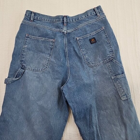 Route 66 Utility Jeans Women's 17/18 Blue Denim Carpenter 6 Pockets Wide Leg EUC - Picture 11 of 16